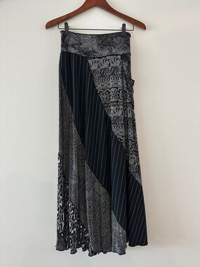 Maxi Patchwork Skirt in Black and Gray